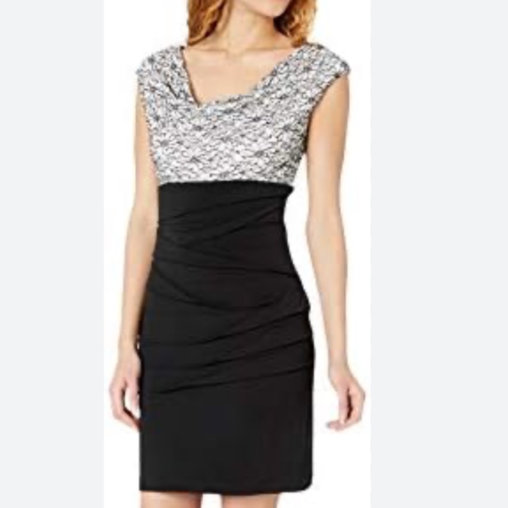 Connected Apparel Women’s Lace Sequins Sheath Fitted Dress size 12 NEW
